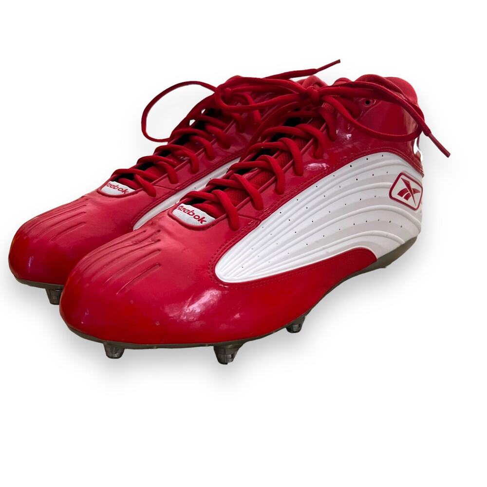 Reebok NFL Equipment KTS Mid Football Cleats Mens 15 Red White RB402 NEW